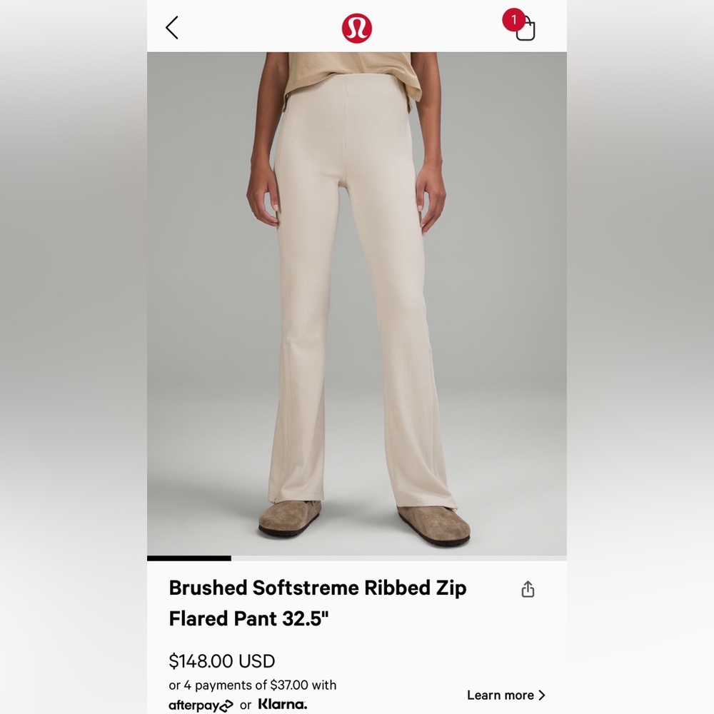Size 8 lululemon softstream pants only worn once